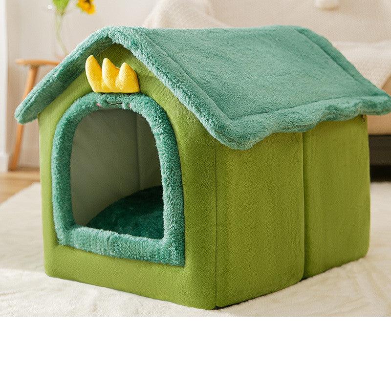 Foldable Dog & Cat Bed - Warm Winter Kennel with Removable Cushion - Best Bark Blooms