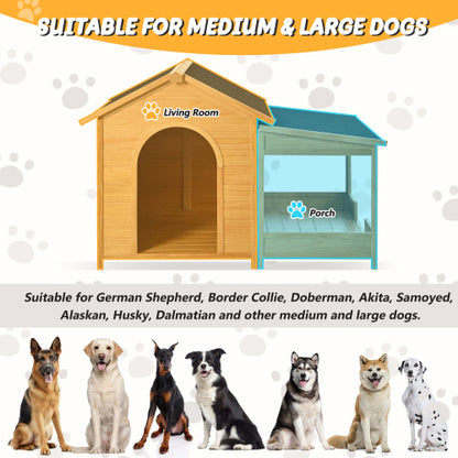 Large Wooden Dog House With Porch