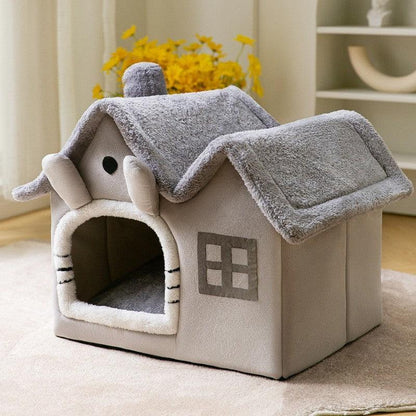 Foldable Dog & Cat Bed - Warm Winter Kennel with Removable Cushion - Best Bark Blooms