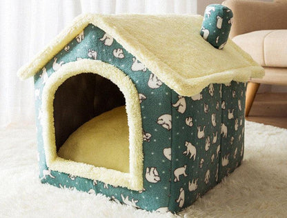 Foldable Dog & Cat Bed - Warm Winter Kennel with Removable Cushion - Best Bark Blooms